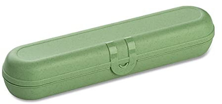 Koziol KLIKK Besteck-Etui ohne Besteck, Besteckbox to go, Outdoor Besteck-Behälter für Camping, Wiederverwendbare Besteck-Verpackung, Bestecktasche, Besteckdose, Nature Leaf Green
