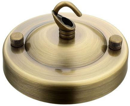 LEDSone Vintage Schlichte Deckenplatte für Leuchten und Kronleuchter, 108 mm antike Metall-Deckenplatte mit Zubehör für Deckenleuchte und Wandleuchte (Grünes Messing)