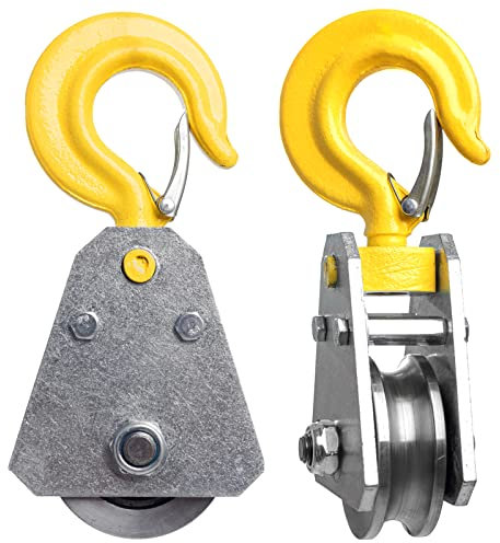 2 unids 1 Ton Bloque de Arrebatamiento con Gancho Rodamiento Polea Gancho Elevación Carro Cuerda de Alambre Polipasto Eléctrico Bajo Gancho Gancho Especial Hogar Ahorro de Trabajo Pequeño Carro de