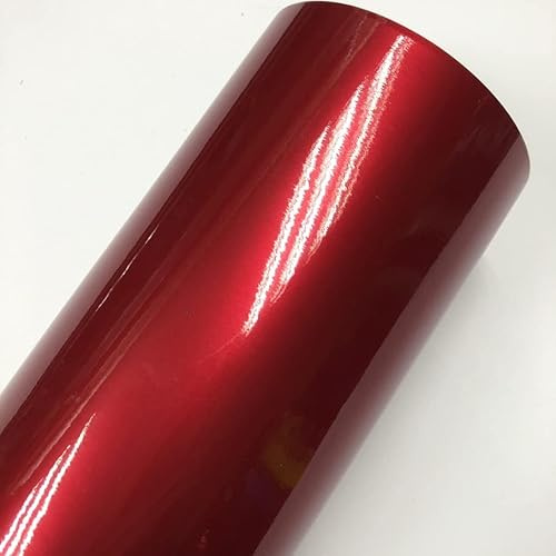 FMingNian 1 stück 50 cm * 300 cm Glanz Candy Metallic Lila Blau Vinyl Für Autoverpackung Mitternachtsblau Glänzende Folie Mit Luftblasenfreier Autoverpackung ( Farbe : Rot , Größe : 20CM X 152CM )