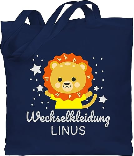 Geschenk mit Namen personalisiert by Shirtracer - Baumwolltasche - Kita Beutel Wechselsachen Jungen - Wechselkleidung Löwe