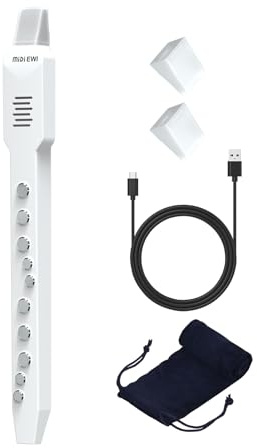 OYAYO Digital Wind Instrument, Mini Electronic Wind Instrument Set with Removable Nozzle and Rechargeable Battery, Built-in 10 Musical Instrument Tones (white)