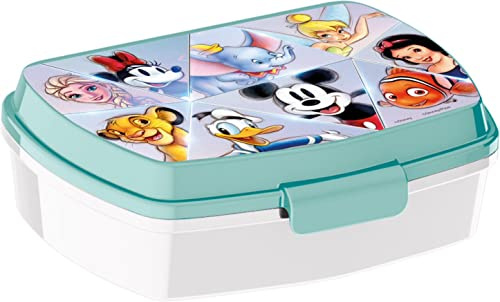ALMACENESADAN, 4925, confezione ritorno alla scuola Disney 100° anniversario; composto da contenitore per panini rettangolare multicolore, prodotto riutilizzabile, senza BPA