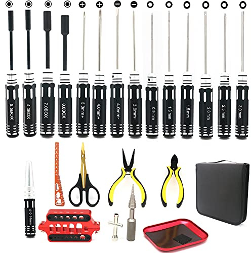 RC Tool Kit 23 in 1 Schraubendreher Set Zange - RC Hex Driver Set RC Werkzeuge - Sechskantmutter Treiber Set Schraubenschlüssel Treiber Werkzeug für Quadcopter RC Auto Mehrachsen FPV Racing Drone