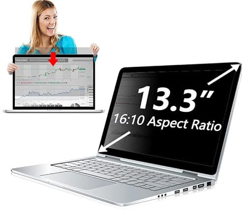 QYiiD Écran de confidentialité pour ordinateur portable 13,3 compatible avec Lenovo Hp, Dell, Acer, Asus, Thinkpad, Envy Xps, aspect 16:10, protecteur de filtre amovible, anti-éblouissement, lumière