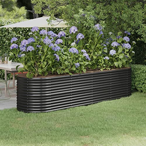 puraday Hochbeete Für Garten 296x80x68 cm Blumenkasten Pflanzkasten Terrasse Pflanzkübel Gemüsebeet Kräuterspirale XXL Hochbeet Metall Hochbeet Stahl Hochbeet Groß XXL Gartenbeet Anthrazit