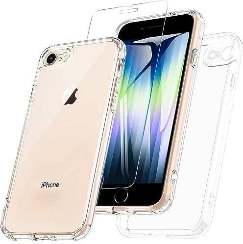 Für iPhone SE 2020 iPhone SE 2022 Hülle iPhone 8/7 Hülle, Stoßfest Hülle mit 9H Displayschutz-Glas Fallschutz Handyhülle iPhone SE 2020 TPU Outdoor Case mit Kameraschutz für iPhone 8(Transparent)