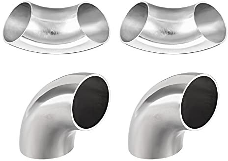 DTGN 1-1/2(Außen Durchmesser) 304 Edelstahl Stahl Stumpfschweiß Rohr Fittings - 4Pack - Gut für Rohre Verbindungen - 90 Grad Langer Radius Bogen - Silberton