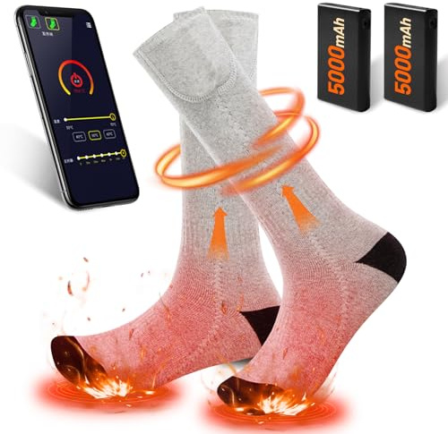 Heated Socks Men Women Electric Socks with App Control 5000mAh Rechargeable Battery Heated Socks for Men Women Winter Thermal Socks Battery Heating Socks for for Hunting Skiing