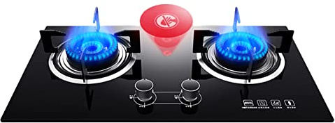 BZJPRFC Gas Stove 2 Burners, Built-in Gas Cooktop, Tempered Glass Ignition Camping Dual Burner LPG/natural Gas, 4.5kW/4.8kW (Size : LPG)