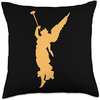 Holy Angel Trumpet Divine Angel Wings Majestic Guardian Throw Pillow, 18x18, Multicolor
