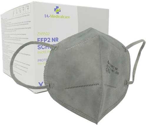 1A-Medicalcare 10x FFP2 Atemschutzmasken CE 2834 zertifiziert, Einzelverpackung in PE-Beuteln, 5-Lagen, inkl. Ohrentlastungsclips, atmungsaktiv & angenehmes Tragegefühl