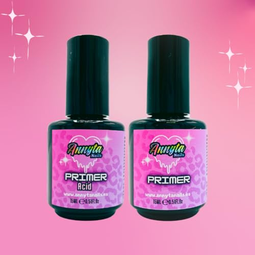 Pack Primer 15ml + Primer Acid 15ml | Fabricado en España | Para uñas de gel y uñas acrilicas | Máxima adherencia | AnnytaNails