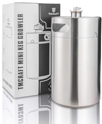 TMCRAFT 8 liter Mini Growler Keg, bärbart rostfritt stål ölfat med rund skruvlock för hembrud, hantverk och öl