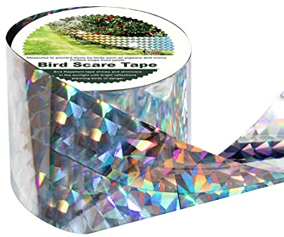 OFFO Vogelschutz Reflektierendes Band, 131m Vogel Abschreckungsband Taubenabwehr Balkon Pigeon Repellent Balcony Doppelseitige Verbreiterung Abschreckungsband 4.8cm(1.9 inch) für Gärten und Dächer