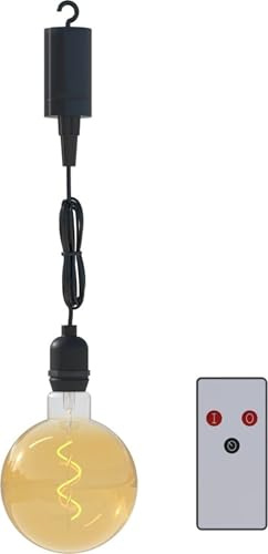 CALEX Lámpara Colgante Exterior, Batería, Filamento Dorado, Decorativa | Funciona con 4 pilas AA para una libertad total de colocación, sin cables ni conexiones
