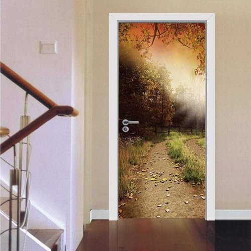 3D Türaufkleber Wald Gefallene Blätter Weglandschaft 95 X 210 Cm Türtapete Selbstklebend Fototapete Türpanel Türposter Türfolie Türsticker Pvc Wasserfest Wandbild Wandaufkleber Für Wohnzimmer -3U1H2K0