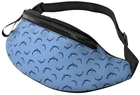 Crossbody-Bauchtasche für Damen und Herren, Cartoon-Motiv, süßer Delfin, Blau, Laufgürteltasche, Reise-Hüfttasche für Damen und Herren