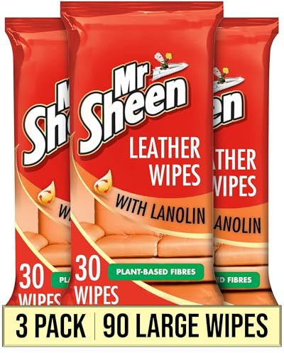 Mr Sheen Leather Wipes With Lanolin For Jacket & Sofas Pack Of 30 Wipes Pack of 3 (Total 90)