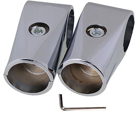 Silver Aluminum Chrome Plated 32mm ID 2 Way Display Rack Clamp Fittings Scaffold Composite Tube Connector Set of 2