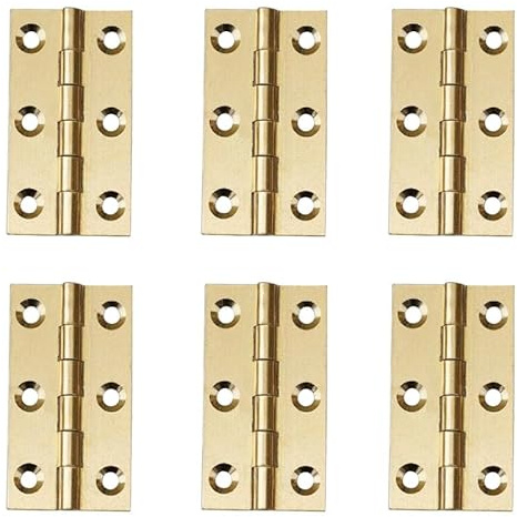 6Pcs Door Hinges,Heavy Duty Brass Folding Hinges for Gate,Window,Drawer 2inch Antique Brass