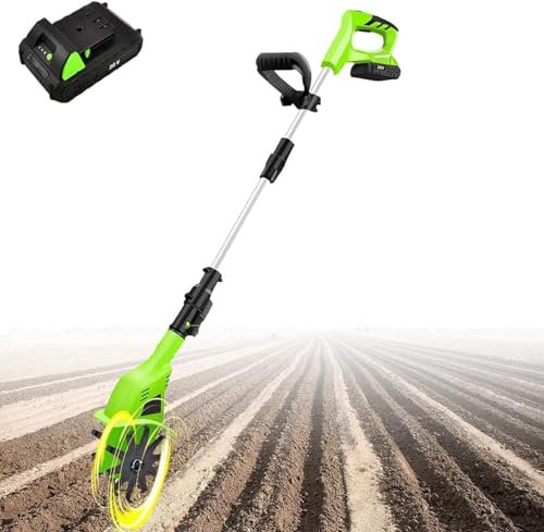 LNNW Tiller Rotavator Motozappa elettrica da giardino, motozappa da giardino 20 V senza fili, sarchiatore/coltivatore elettrico, profondità di lavoro 25 cm coltivatore di terreno Attrezzo da giardinag