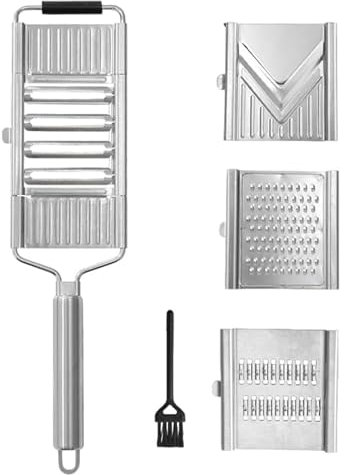 EdirFtra Edelstahl Gemüseschneidmaschine Set, Vier in einem Küchenhobel mit austauschbaren Schneidwerkzeugen, multifunktionale Käsemaschine, 13,8 Zoll