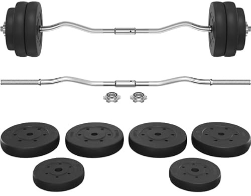 Yaheetech Set Manubri Pesi 30 kg Sollevamento in Ferro Bilanciere con Piastre 2,5 kg/5kg per Bodybulding/Manubri/Bracciate/Squat Barra Curl