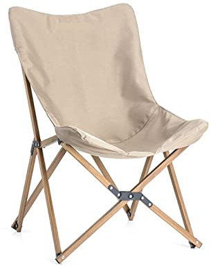 Ultraleichter, tragbarer, faltbarer Campinghocker mit fauler Rückenlehne für Angeln, Picknick und Outdoor-Aktivitäten, Khaki