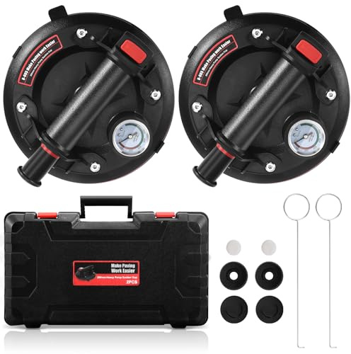 Neulriscn 8 Vacuum Suction Cup with Pressure Gauge, Glass Suckers Lifters Heavy Duty, 2 Pack Tile Suction Cups, Glass Suction Cups for Granite, Windshield, Glass Lifting, 660lbs Load Capacity