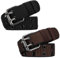 patinadrift 2 Stück Gürtel Herren Doppelloch Stoffgürtel Nietengürtel Unisex Dehnbarer Schwarz Gürtel für Damen Herren