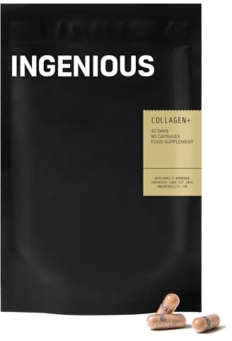 INGENIOUS Hydrolysed Marine Collagen Capsules, 100% Pure Marine Collagen Peptides Capsules with Hyaluronic Acid and Natural Astaxanthin, Supports Smooth Skin and Healthy Hair and Nails (30 Day Supply)