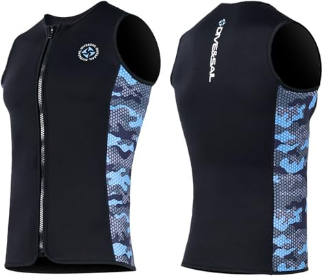 Muta Top Gilet da uomo in neoprene, 3 mm, con cerniera frontale, senza maniche, in neoprene, per immersioni, nuoto, canoa, surf, 2XL