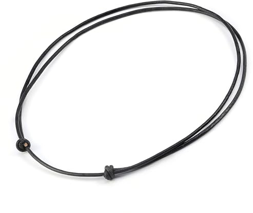 KOOUNUATA Black Leather Cord Choker Necklace Double Knotted Adjustable Necklace Minimalist Jewelry for Women Men Unisex