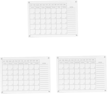 STOBOK 3pcs Fridge Magnetic Dry Erase Board Acrylic Calendar Planner Kitchen Whiteboard Fridge Organiser Daily Schedule Reminder