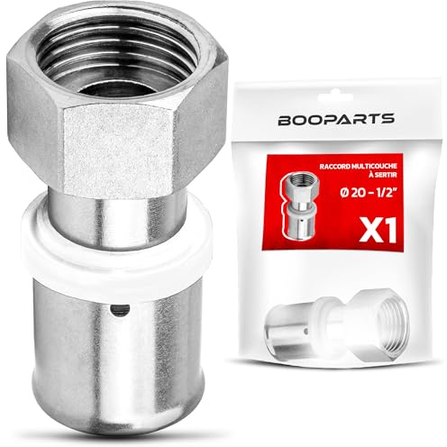 BOOPARTS – 1 Pièce – Raccord Multicouche Tournant à Sertir Ø20–F1/2 (15/21) | Union Femelle Contour TH | Raccord Plomberie Étanche et Durable pour Tuyaux Multicouches PEX PER Composites