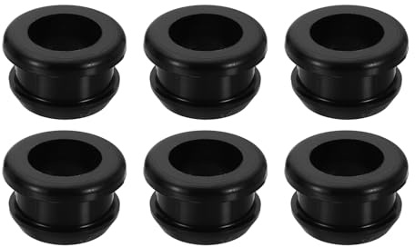 sourcing map 6Pcs Rubber Grommets Fit 0.63 (16mm) Hole Dia.0.47 (12mm) H 0.24(6mm) ID Hole Top Hat Grommet Silicone Rubber Hole Plug Gasket for Electrical Box Cable Pipe, Black