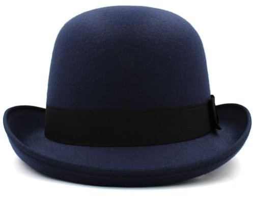 WUFANGBU Fedora Trilby Filzhut Hut Kinder Zylinder Mit Breiter Krempe Street Dance Herren Jazz Hut Einfarbig Filzhut Einheitsgröße Mz1717Dunkelblau