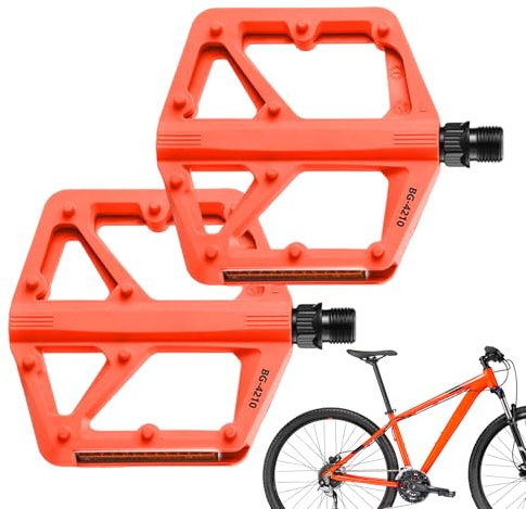 Pedali piatti per bici da corsa e trekking, pedali di ricambio riflettenti con 10 perni antiscivolo per anziani, allenamento indoor, cardio e palestra
