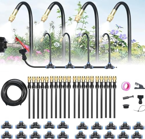 Automatisches Bewässerungssystem mit austauschbarem, um 360° biegbarem Sprüher, zerstäubender Kupferdüse for Bewässerungssystem for Gartenpflanzen, Rasen, Terrasse und Hof, Bewässerungssystem mit Kupf