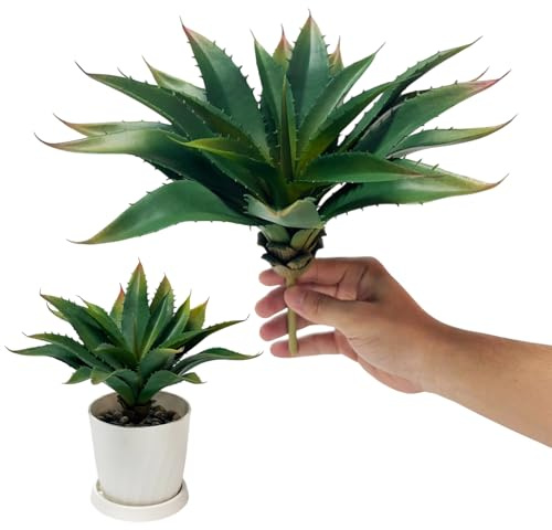 TETOU 12.5 Inch Artificial Aloe Plant - Large Faux Succulents (Unpotted), Realistic Fake Plants for Home Decor Indoor Outdoor (Green)