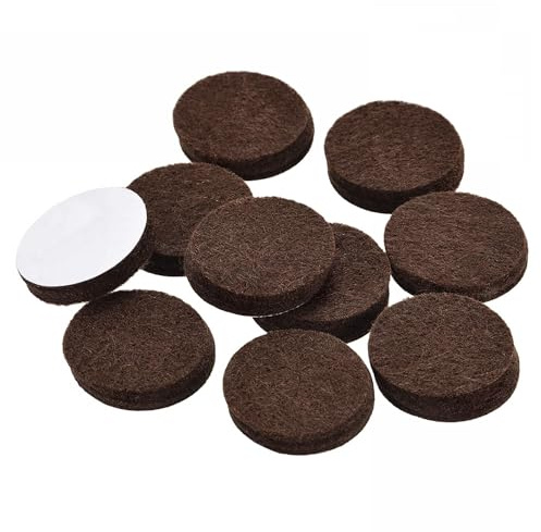 TA-VIGOR Felt Furniture Pads, Round Self Adhesive Floor Protectors 22mm Dia 5mm Thick for Furniture Feet, Anti-Scratch Felt Pads for Chairs, Hardwood and Tile Floors, Brown 100Pcs