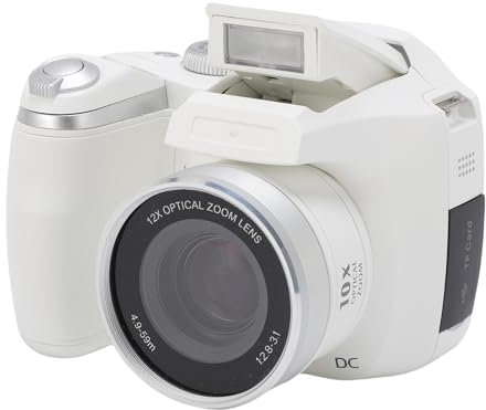 Jectse Appareil Photo Reflex Numérique, 4K 60 M, Hybride, CMOS Optique 12x, Zoom Numérique 6X, Caméra Vidéo 4K, Photo et Vidéo, Vlogging, Créateur de Contenu, Noir (White)