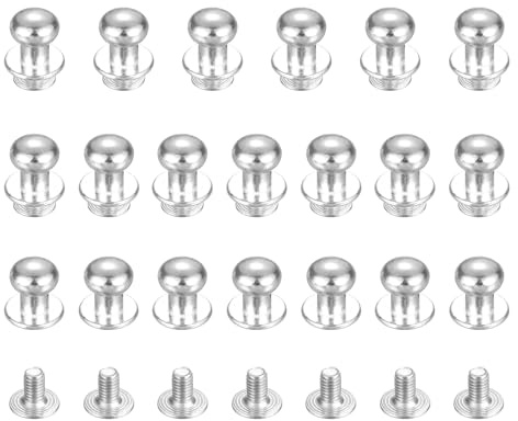 TIXIPEM 8mm Ball Head Stud Rivets Screw Back [20Pcs] - Metal Round Head Button Nipple Rivet Use for Bag & Belt & Handbag & Leather Craft & DIY Decoration - [Silver]