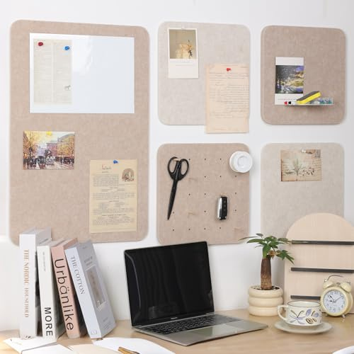 BAIEGOED Cork Notice Board Set - 4X 30x30cm & 1x 40x60cm Multi-Purpose Pin Boards for Wall, Ideal for Home, Bedroom & Office Use