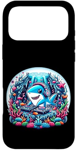 Funny Shark Casque Audio DJ pour garçons Enfants Hommes Coque pour iPhone 17 Pro Max