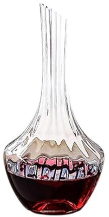 Decantador de vino cristal acanalado 1000 ml, jarra alta y estilizada, recipiente for servir en el hogar, comedor o bar Regalo accesorio para amantes del vino