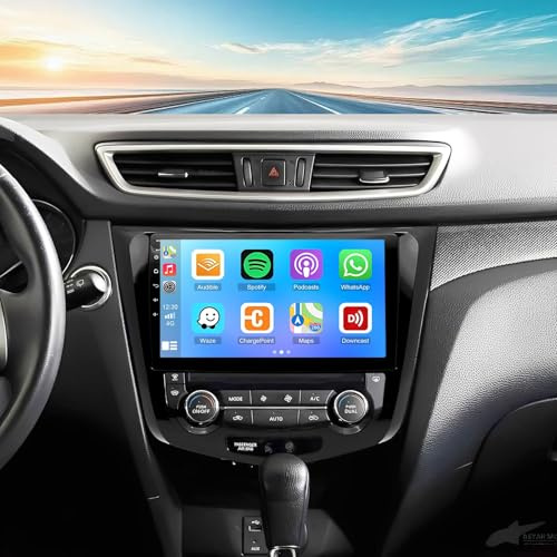 PLKEQS 10 inch 2 DIN Android 15 Car Stereo for N-issan X-Trail Qashqai 2013-2017(4+64GB) Touch Screen Display Radio Multimedia Player Head Unit with Carplay GPS Navi WiFi DVR FM RDS SWC,K1 Pro