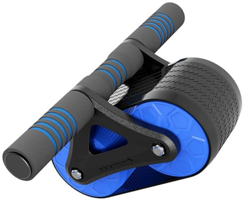 Outanaya Roue Abdominale Automatique Retour, Rouleau D'exercice Bleu pour Musculation Maison, Appareil Fitness pour Entraînement Abdominaux et Perte de Poids, Équipement Compact
