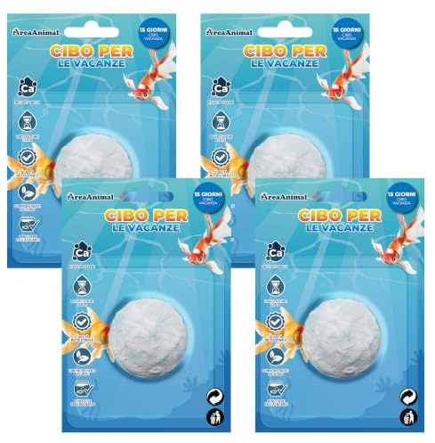 AreaAnimal - Comida Peces Vacaciones, 4pcs Alimento Peces Vacaciones, Pastillas Peces Vacación 15 Dias, Comida Vacación Peces para Peces Ornamentales, Alimentos para Peces Natural